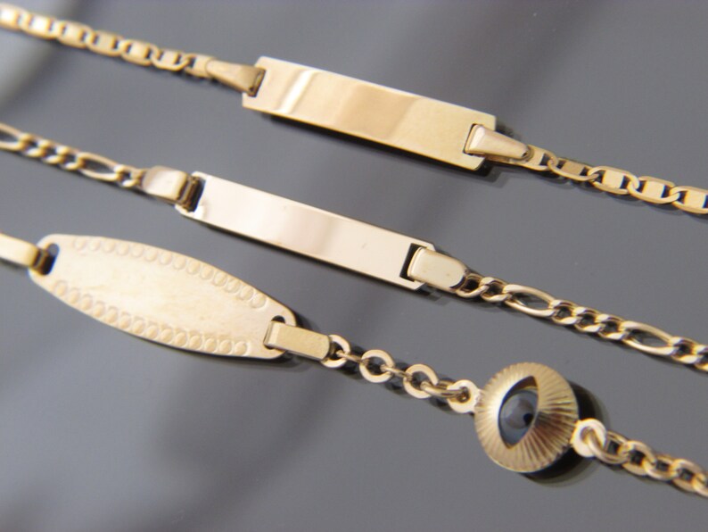 SOLID 14k gold Baby ID Bracelets Real 14k Gold bracelets Many Etsy