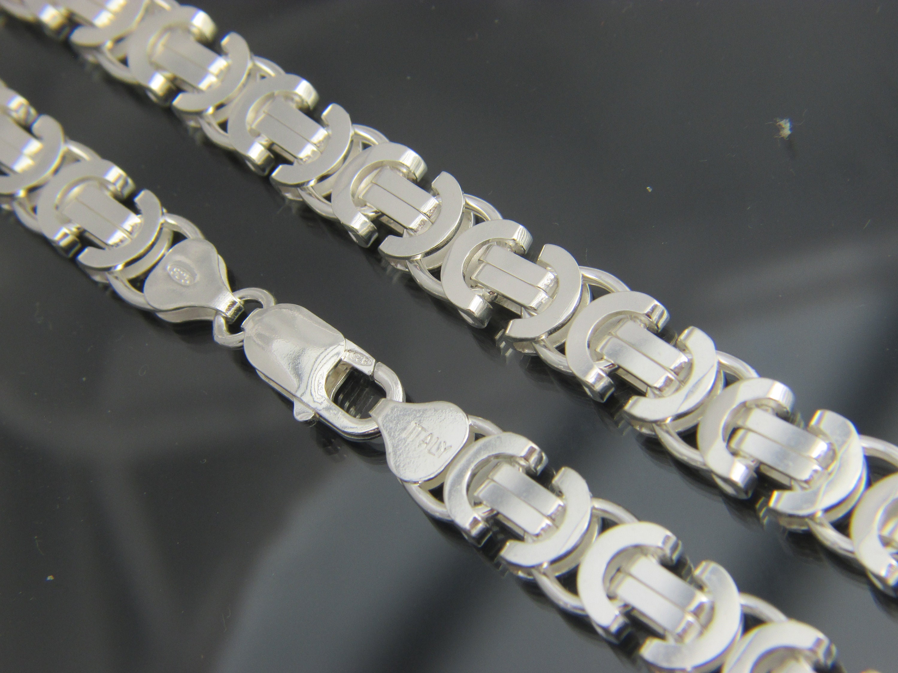 Soild 925 Sterling Silver Flat Byzantine Chain Necklace 9mm Soild 925 Sterling Silver Flat Byzantine Chain Necklace 9mm