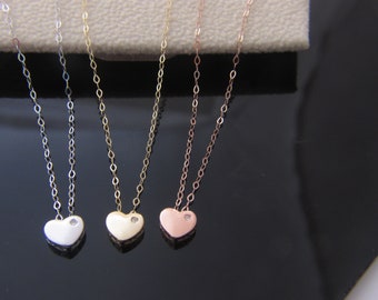 Pure 14kt gold Heart Pendant & chain necklace pendant chain yellow gold , rose gold , white gold (WHOLESALE PRICE)