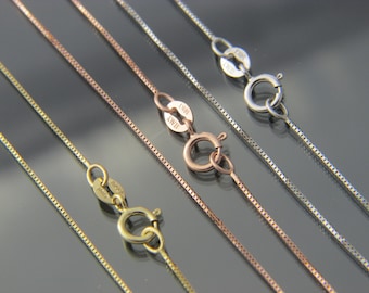 10kt gold box link chain necklace pendant chain 16",16",20",22",24" and 30"