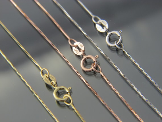 10kt gold box link chain necklace pendant chain 16",16",20",22",24" and 30"
