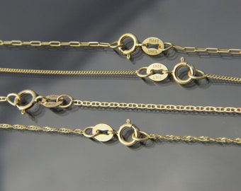 Collier chaînes en or véritable 10 carats Trombone, bordure, vague, or massif marin