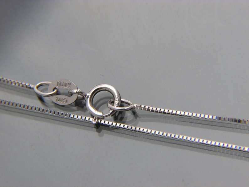 14kt White Gold Box Link Chain Necklace Pendant Chain Etsy