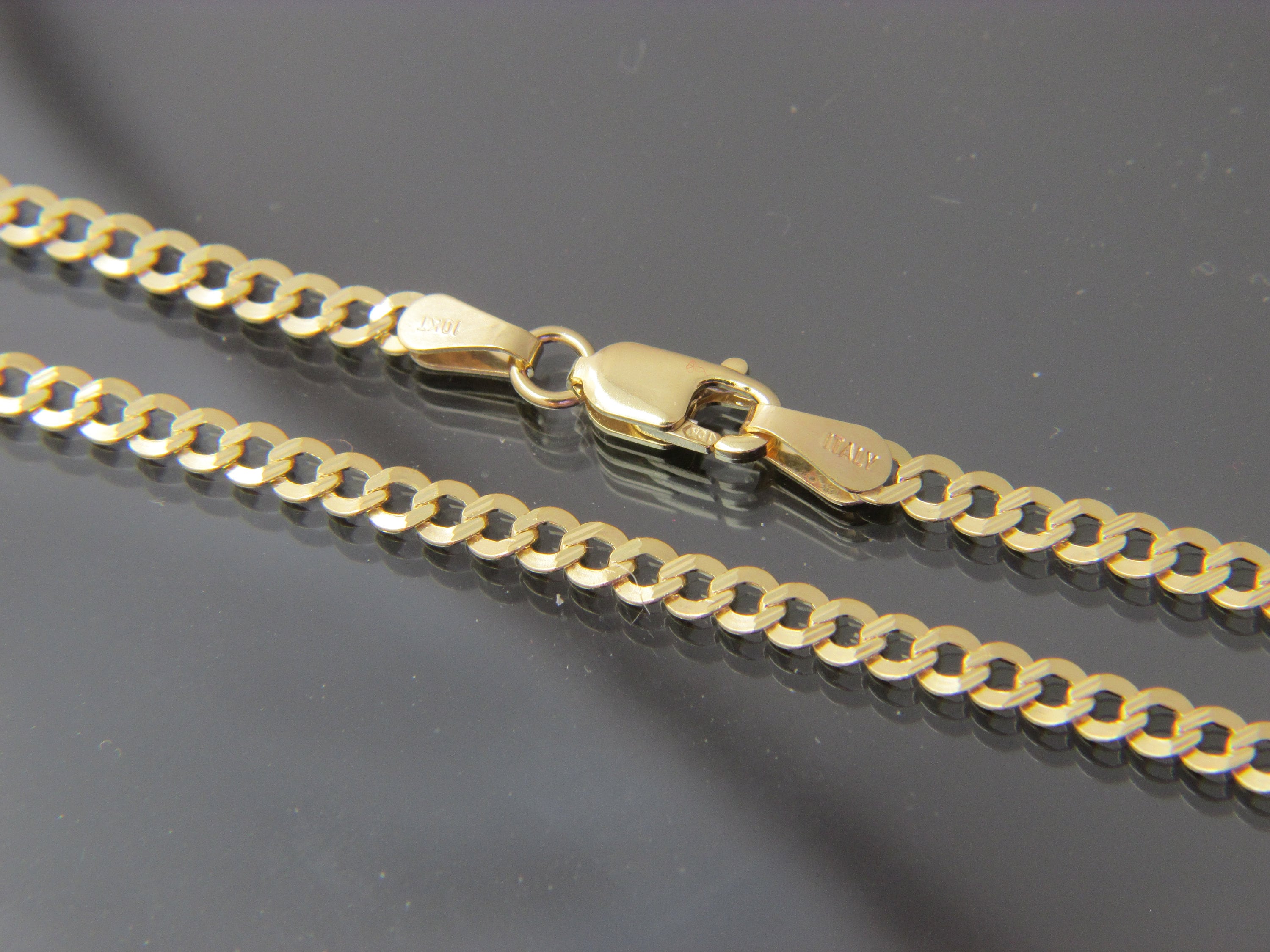 SOLID 10k Gold Diamond Cut Curb Chain 