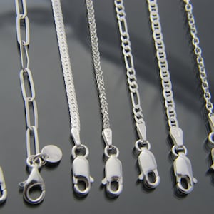 Real 925 sterling silver chains in different designs herringbone figaro cuban mariner cable anchor