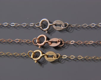 14kt FLAT link chain necklace yelllow gold / pink gold/white gold chain 16",18",20",22",24"(WHOLESALE PRICE)