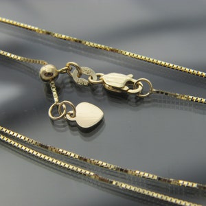 10kt gold Adjustable Box chain necklace with Heart - Adjustable upto 22inch