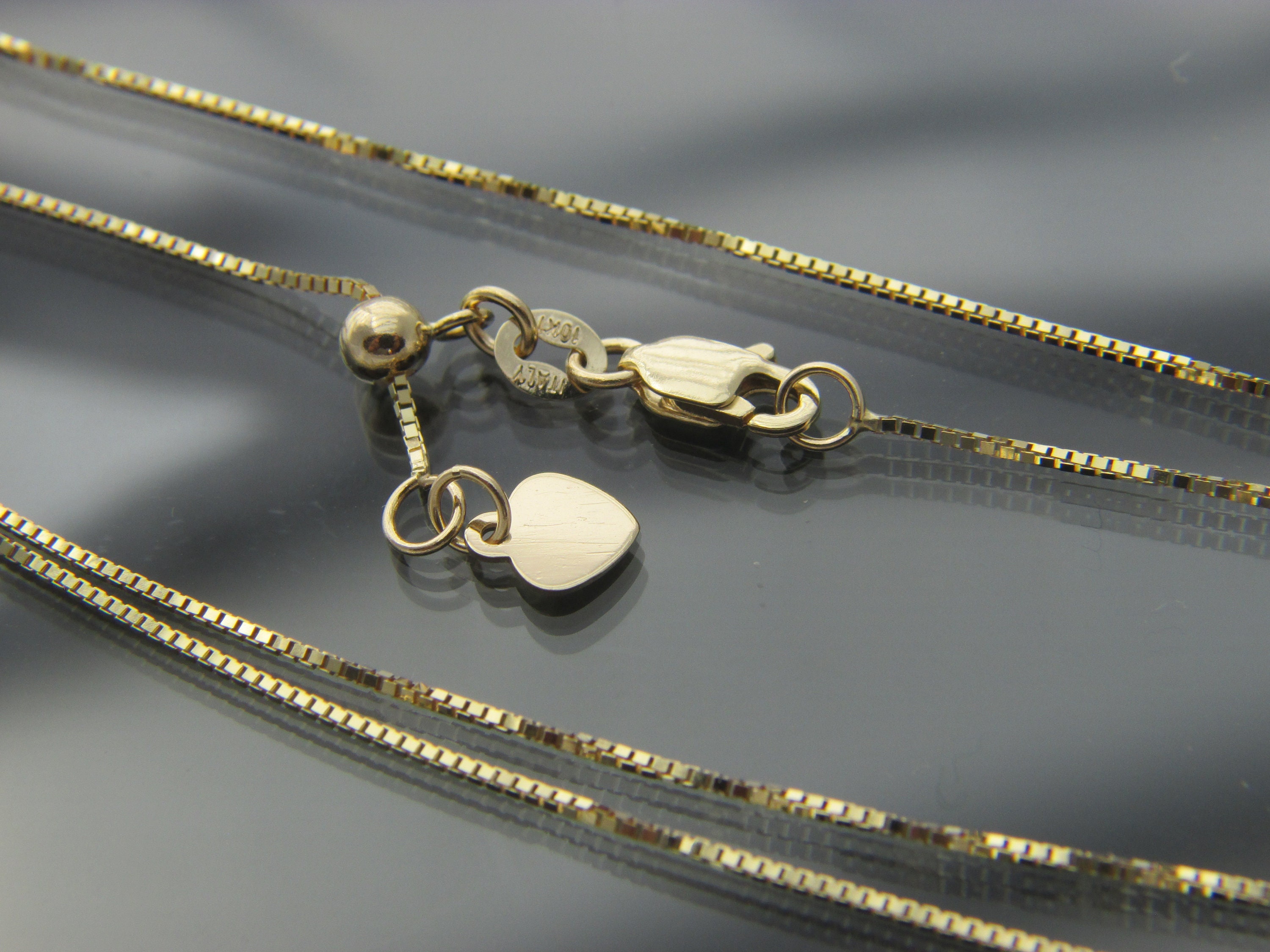 10kt Gold Adjustable Box Chain Necklace 