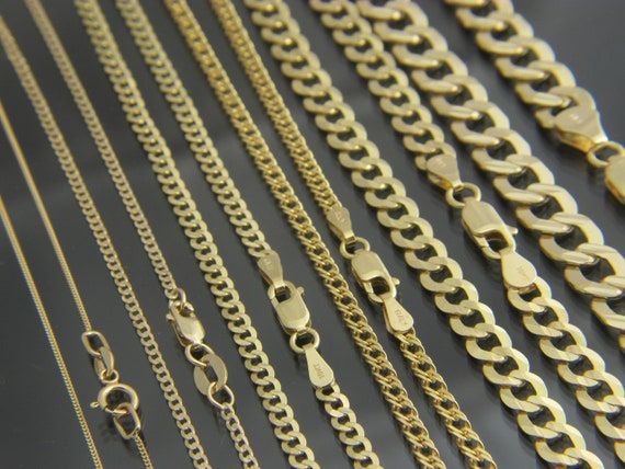 Solid 10k Gold Cuban Curb Chain Necklace 1mm/1.5mm/2.65mm/3mm/5mm
