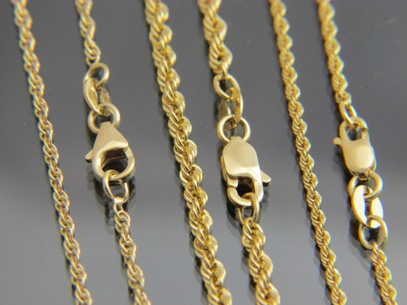 SOLID 14k Gold Rope Chain Necklace 1.6mm 1.8mm & 2.5mm Chain 16,18,20,22,24  WHOLESALE PRICE 