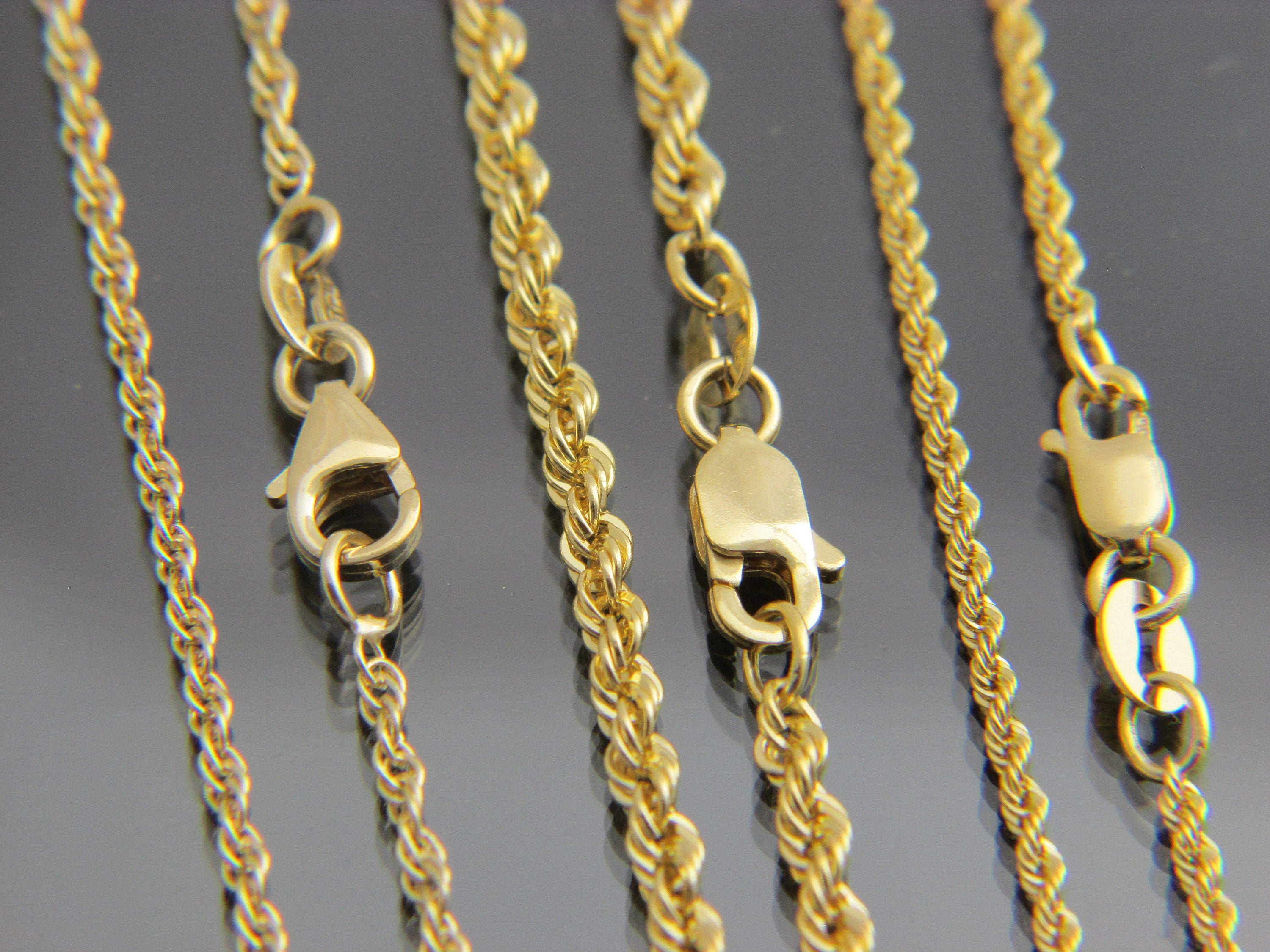 SOLID 14k Gold Rope Chain Necklace 1.6mm 1.8mm & 2.5mm Chain 