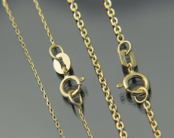 14k yellow gold 1mm/1.75mm cable chain necklace pendant chain 16",18",20",22",24"