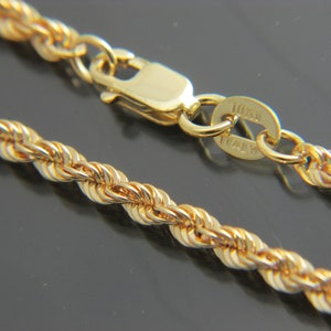 10kt gold 3mm Hollow Rope chain necklace pendant chain 16&quot;,16&quot;,20&quot;,22&quot;,24&quot;  (WHOLESALE PRICE)