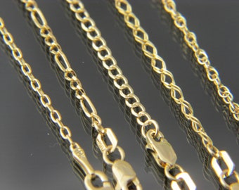 Collier en or 10 carats corde double figaro câble cubain double gourmette véritable chaîne en or 10 carats