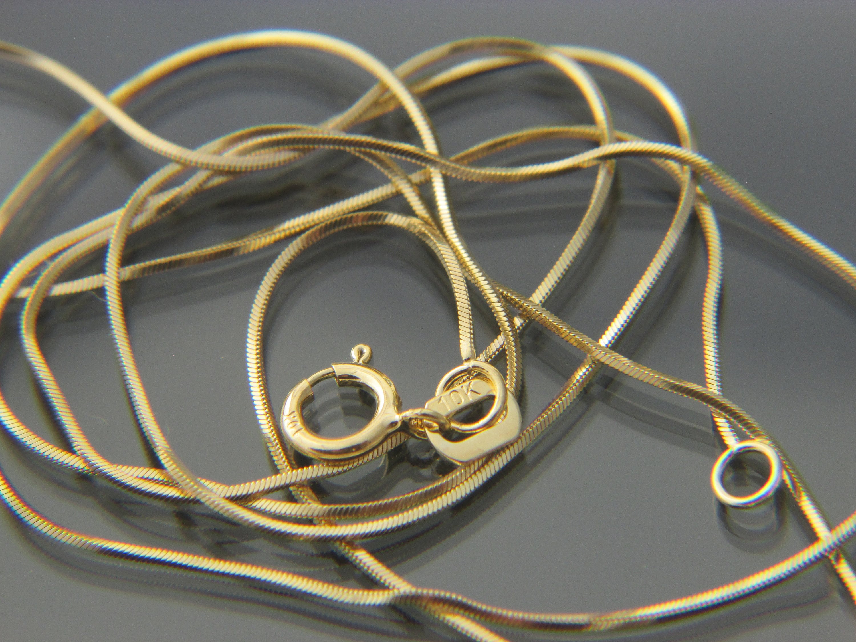 solid 10k gold square snake necklace chain 16",18",20",22",24"