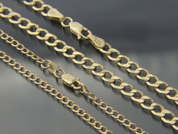 Real 10kt gold Cuban link chain necklace 2.5mm/4mm 7",8",16",18",20",22",24"30"  (WHOLESALE PRICE)