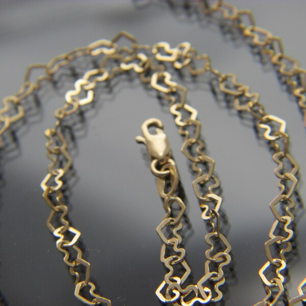 SOLID 14k gold Heart Link  chain necklace 3.5mm  chain 16",18",20",22",24"  (WHOLESALE PRICE)