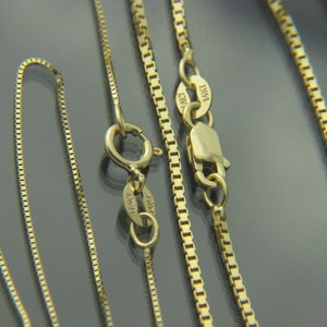 Real 14k gold Box chain necklace 0.65mm/1.3mm solid gold box chain