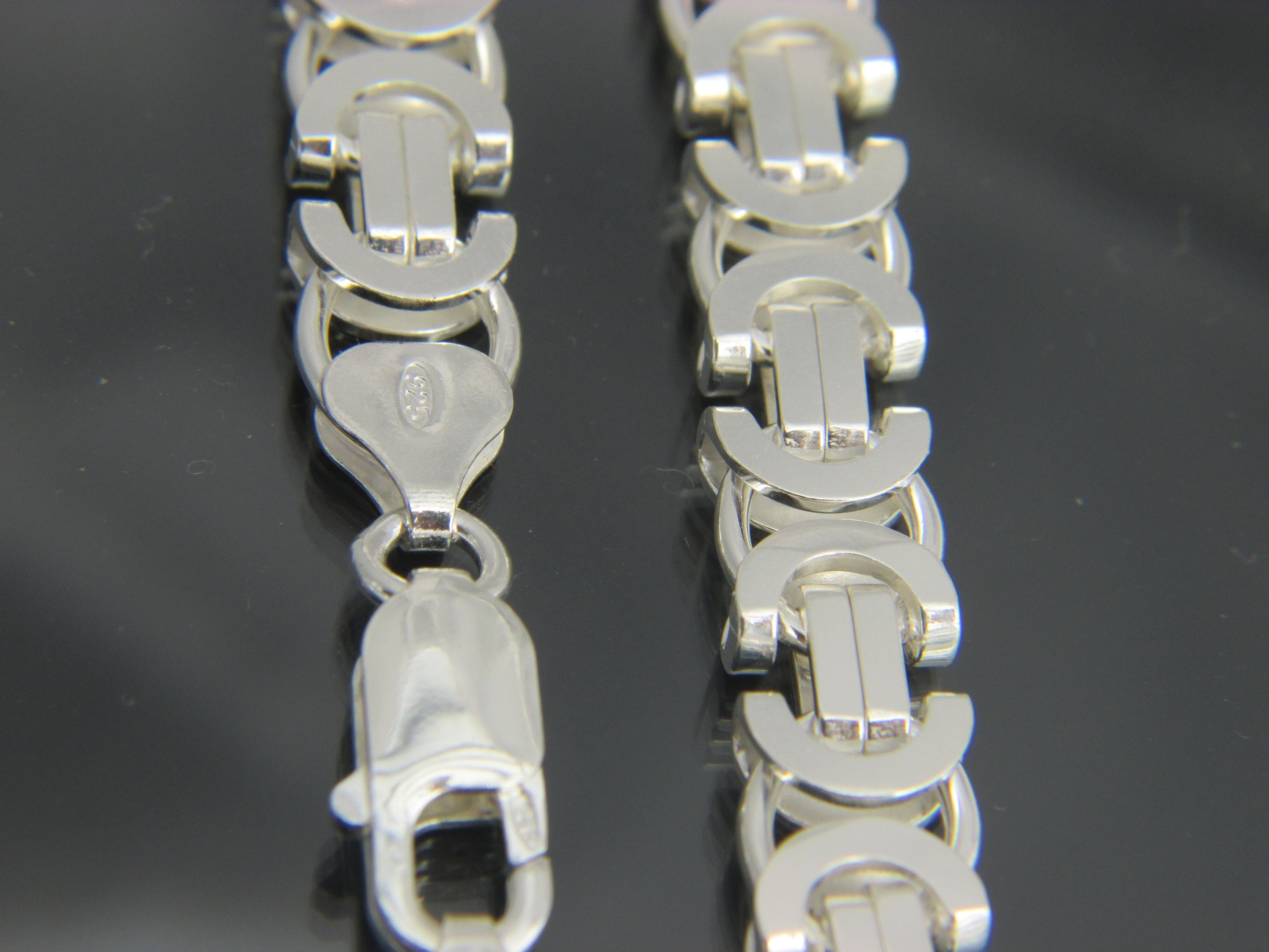 Soild 925 Sterling Silver Flat Byzantine Chain Necklace 9mm Soild 925 Sterling Silver Flat Byzantine Chain Necklace 9mm