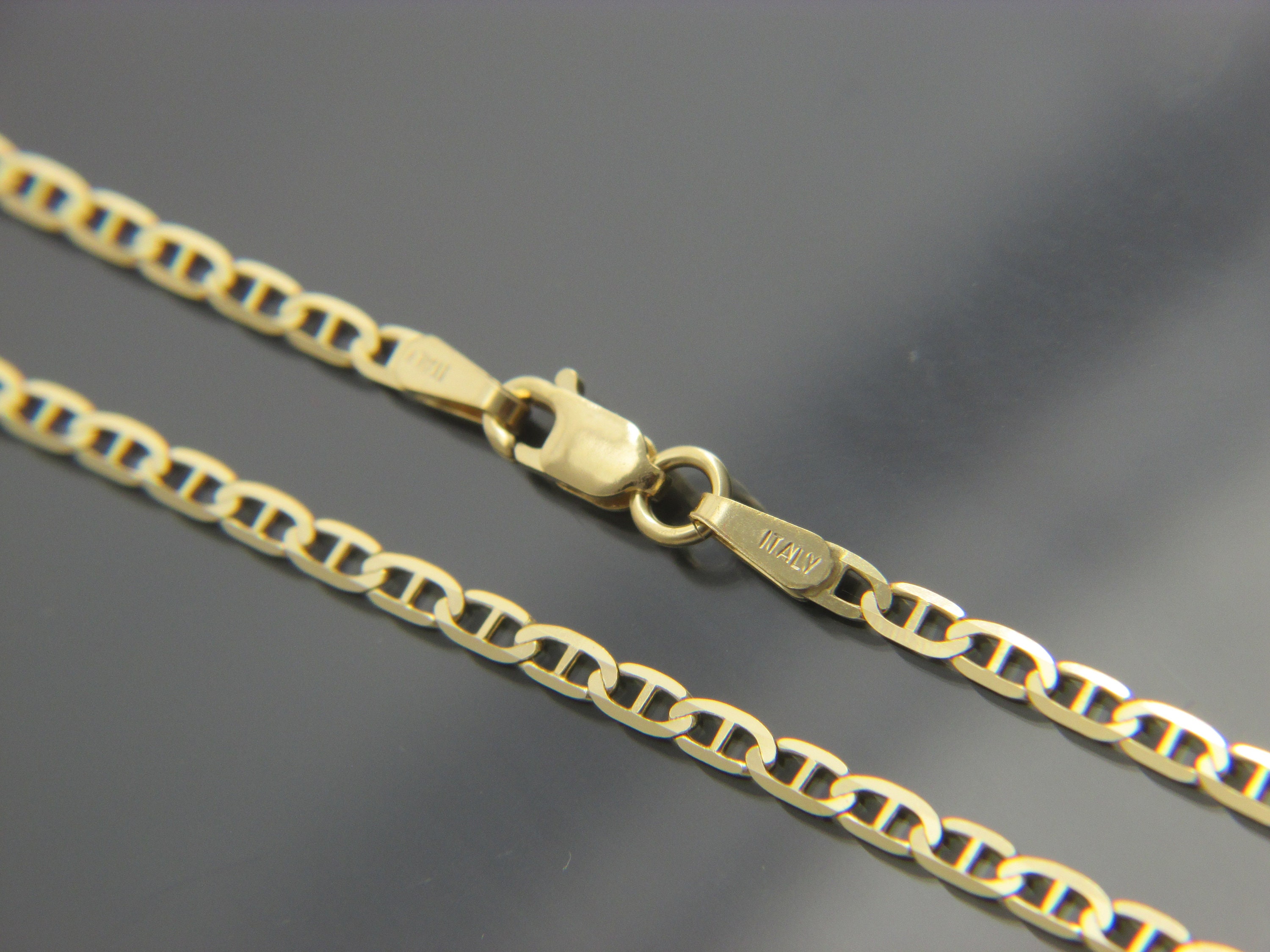 14K 3.5 mm Mariner Chain Link Necklace 16 Inches