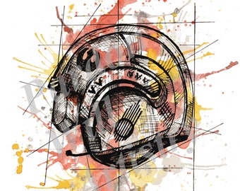 Star Wars Rebel Pilot - Helm Series - Water Color and Ink Print