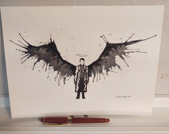 Supernatural &quot;Castiel&quot; - Water Color and Ink Original