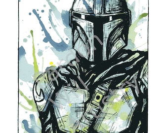 Mando - Water Color and Ink Print