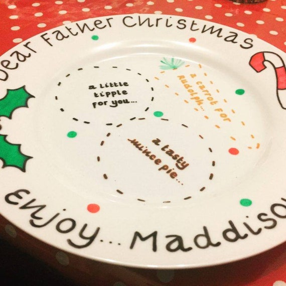 Personalised Xmas Eve Plate Merry Christmas Santa Treat Plate 27cm Family Name