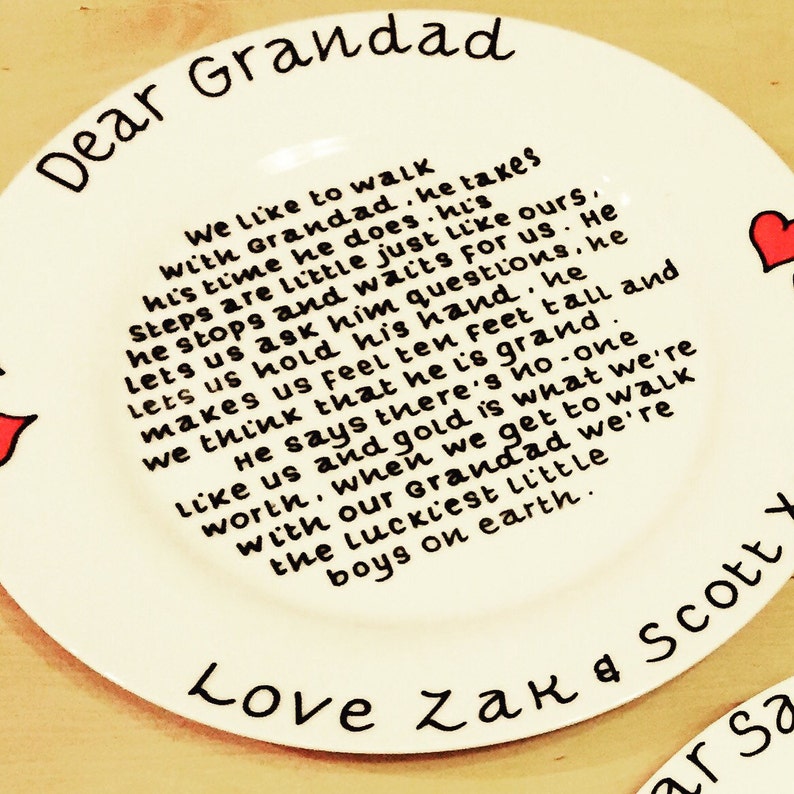 Hand-painted, personalised Grandad Plate image 1