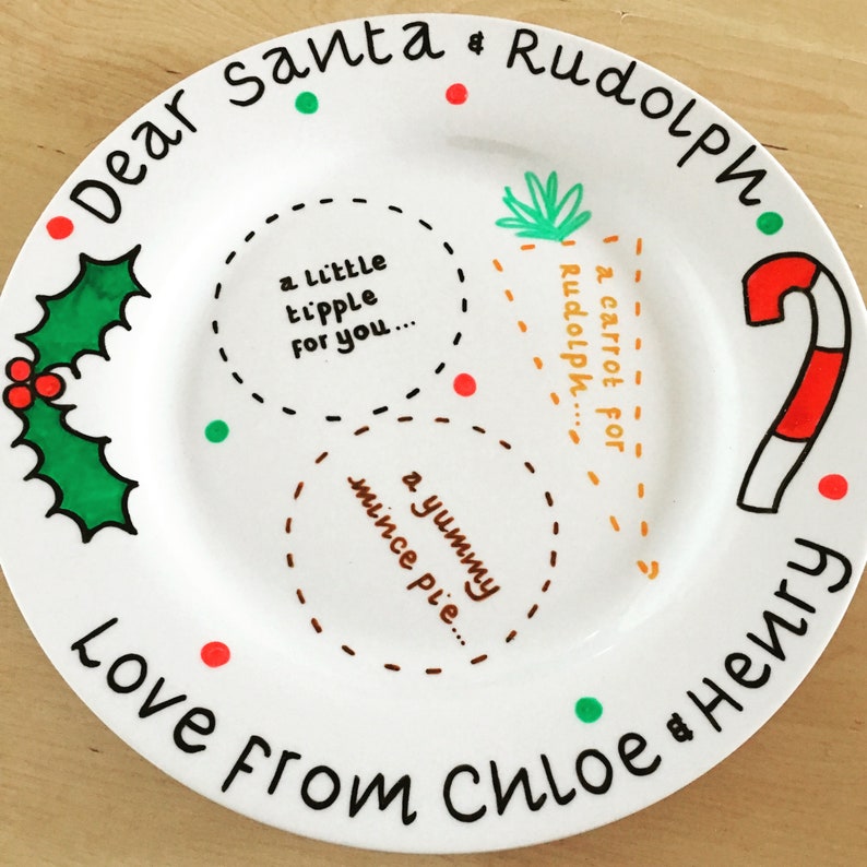 Personalised, Handpainted Father Christmas / Santa Plate image 1