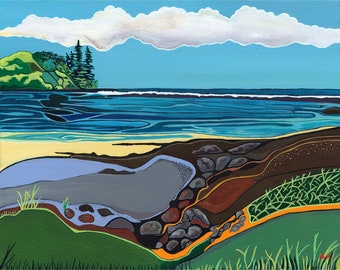 Art print on canvas of a secluded big island Hawaii beach. Giclee canvas print.