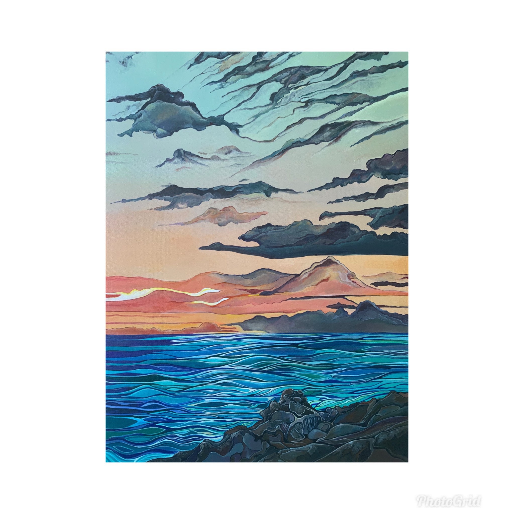Hawaiian art kona big island hawaii sunset coastal ocean Etsy