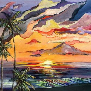 tropical cottage prints Hawaiian artwork hawaiian vacation art Kauai beach paintings hawaiiana art tropical beach hut Hawaii art