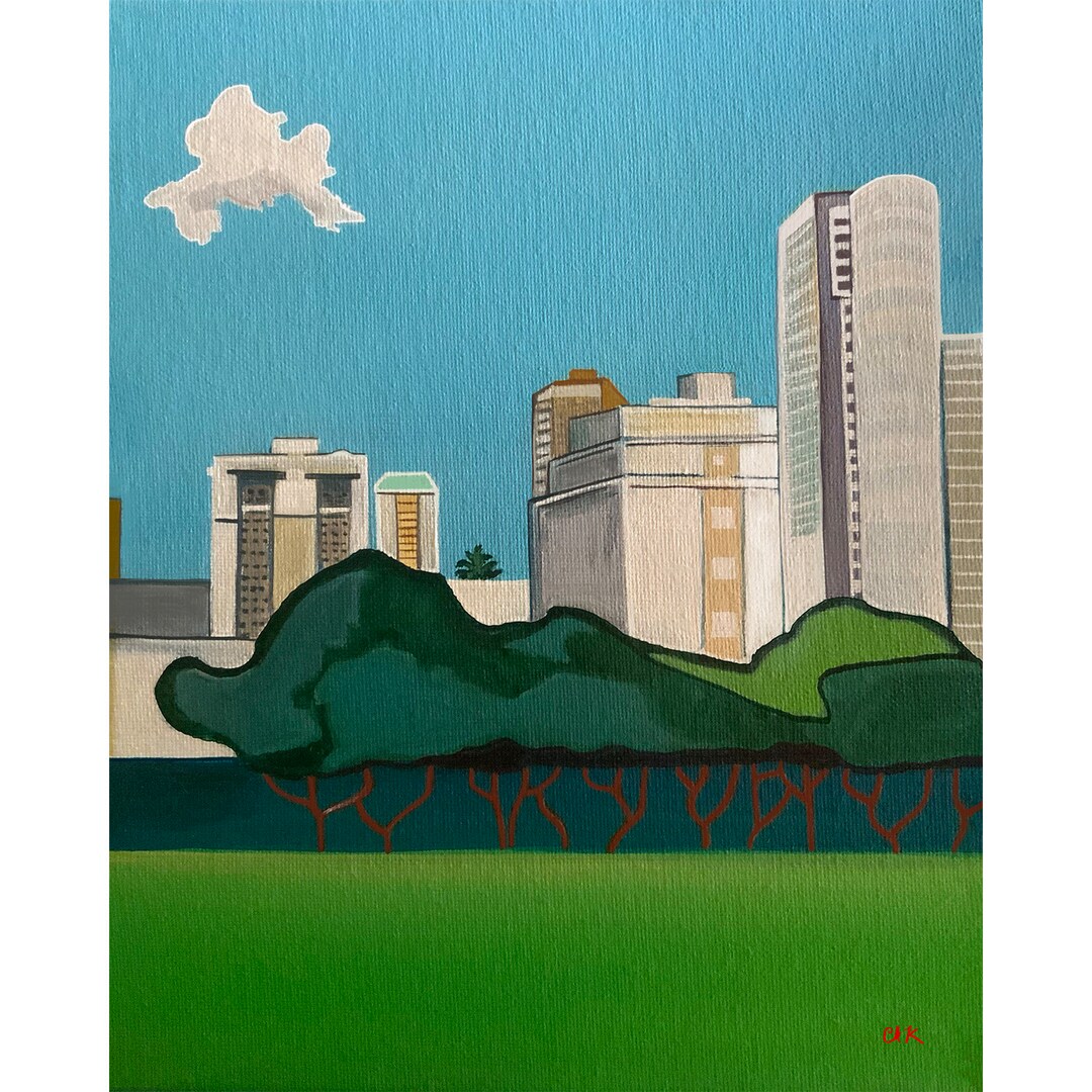 Art Print of Honolulu City. Hawaii Art Prints. Contemporary City