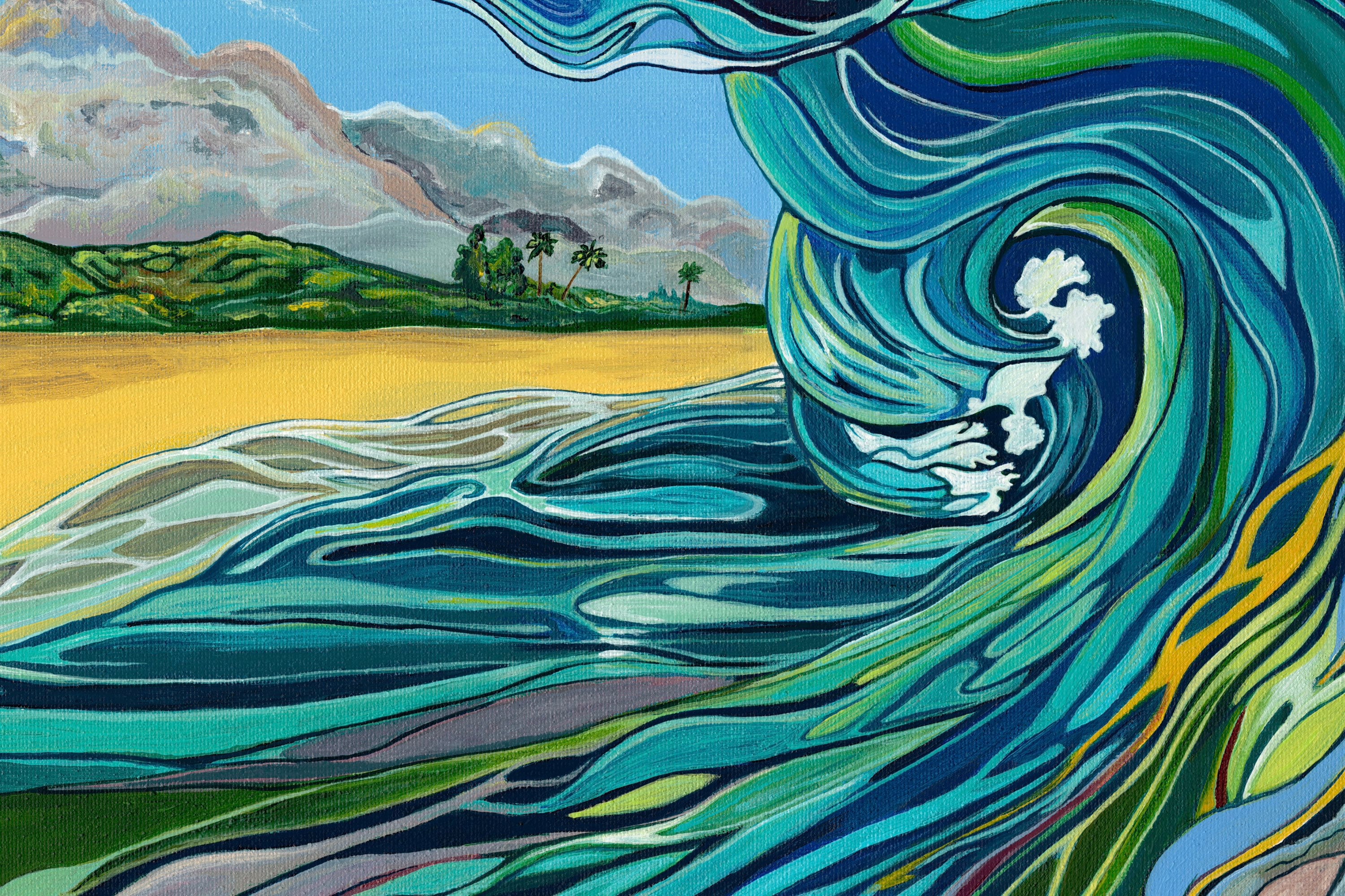 NORTH SHORE - OAHU 絵画 Sandy Beach Oahu Print| Hawaiian Shoreline Art Oahu Beach