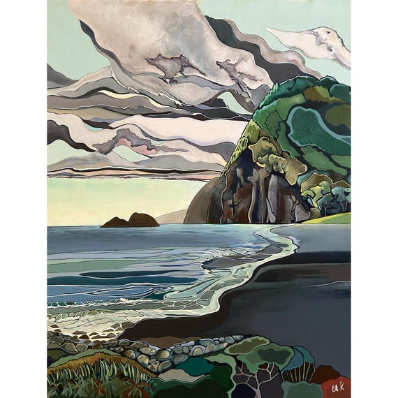 Art print of Pololu Valley on Hawaii island. Large landscape art.