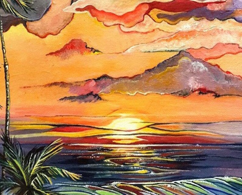 Hawaiian Art Prints Tropical Hawaii Beaches Colorful Ocean Etsy