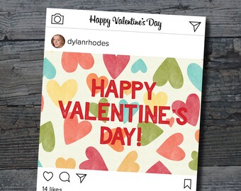 Personalized Instagram Valentines - Classroom Valentine Cards