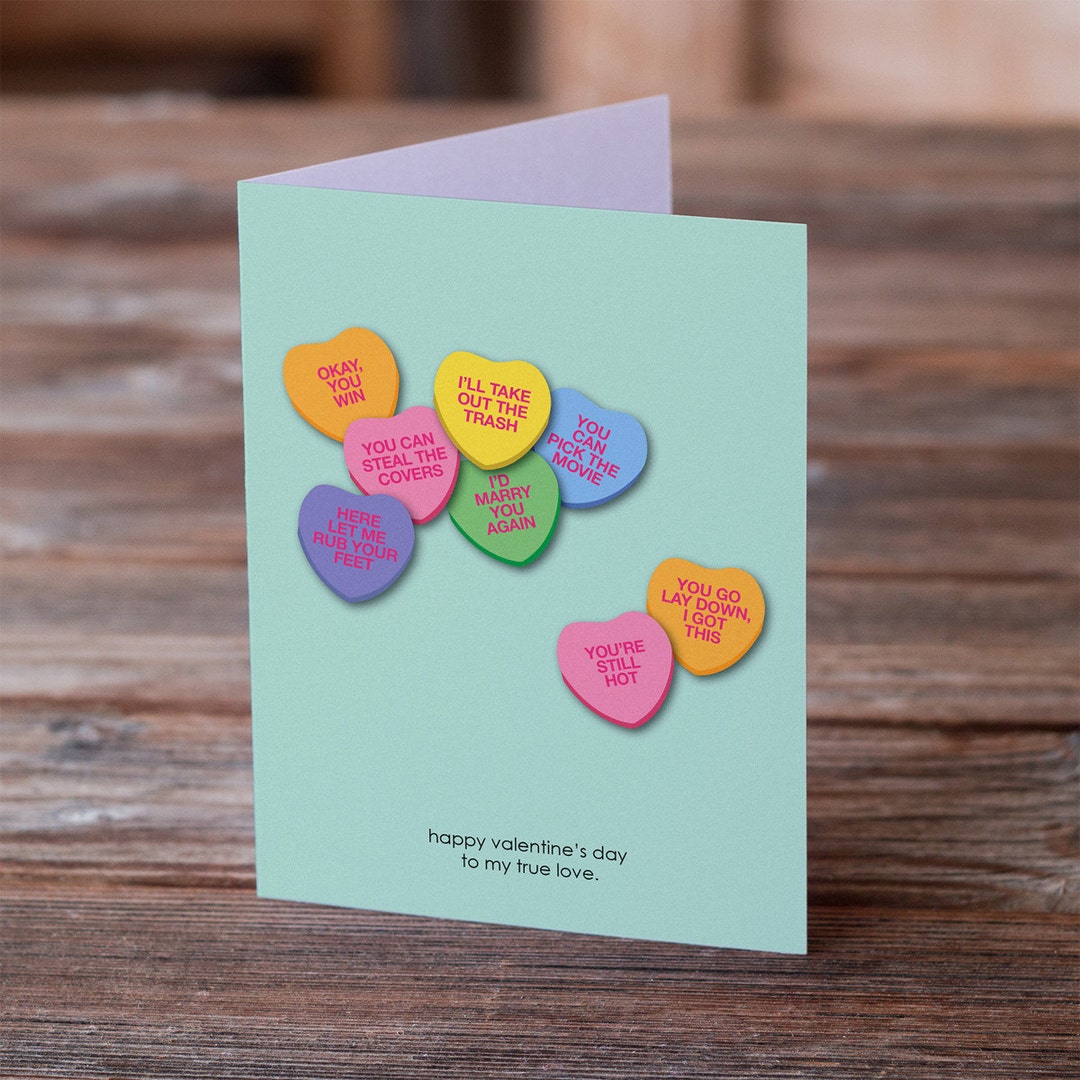 Modern Candy Hearts Greeting Card • Valentine's Day • Love Card - Etsy