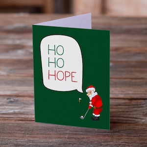 ho ho hope GOLFE • Cartão de felicitações de Natal • Papai Noel Golfe