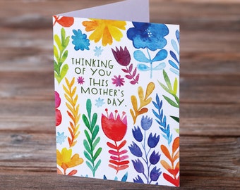Pensando en ti en esta tarjeta de felicitación del Día de la Madre • Día de la Madre de Duelo • Tarjeta de mamá afligida