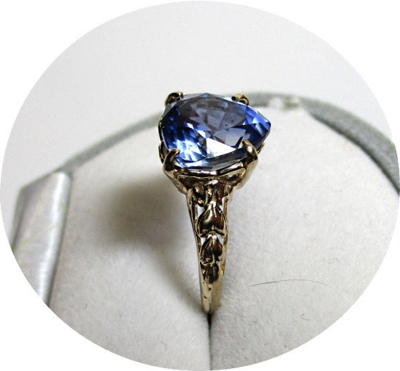 Lovely - Blue Kashmir SAPPHIRE Gem Ring - Art Dec… - image 5