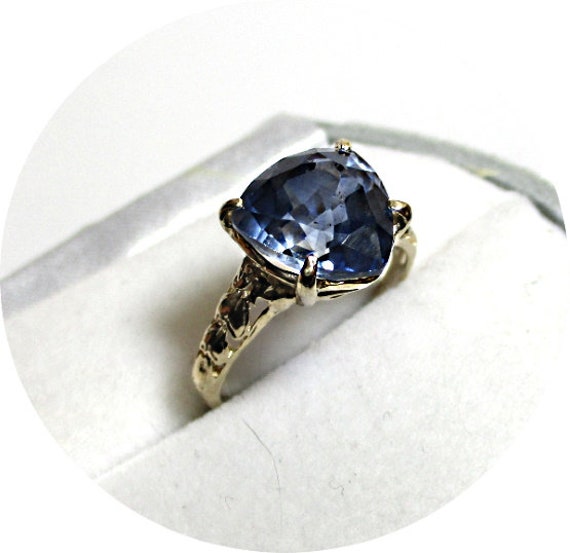 Lovely - Blue Kashmir SAPPHIRE Gem Ring - Art Dec… - image 3