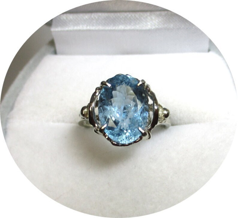 Classic DeepBlue Natural AQUAMARINE Ring Vintage 14k Etsy