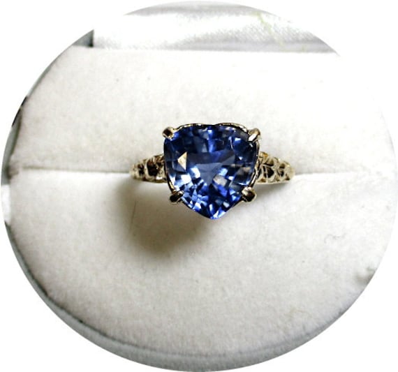 Lovely - Blue Kashmir SAPPHIRE Gem Ring - Art Dec… - image 1