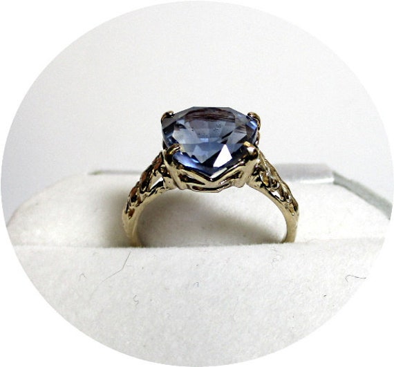 Lovely - Blue Kashmir SAPPHIRE Gem Ring - Art Dec… - image 4