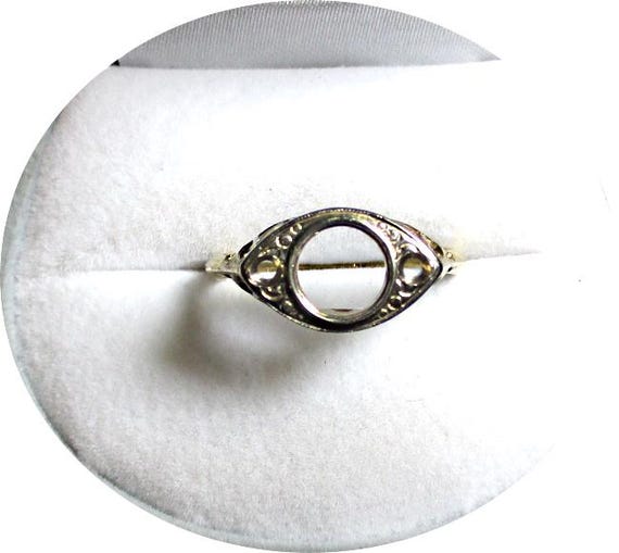 Solid 14k Ring - Antique - Art Deco - Open Settin… - image 3