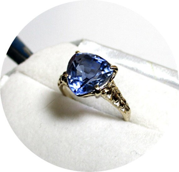Lovely - Blue Kashmir SAPPHIRE Gem Ring - Art Dec… - image 2