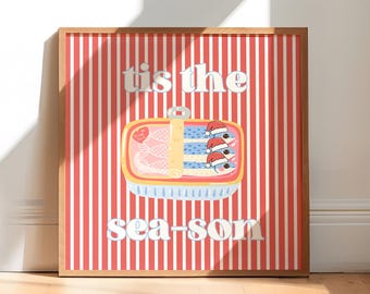 Sardine Christmas Art Print: Coastal Holiday Decor (Digital Download)