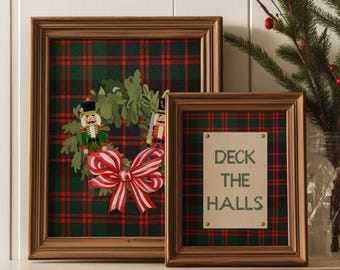 Nutcracker Christmas Print: Vintage Plaid Cross Stitch Decor (Digital Download)